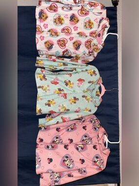 Disney Girls Pink, Mint & Light Pink Character Pajama Tops - 3-Pack